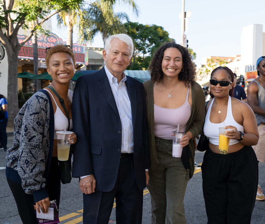 "
Students join Chancellor Gene Block at the True Bruin Welcome block party, as part of the monthly First Thursdays in Westwood Village. "