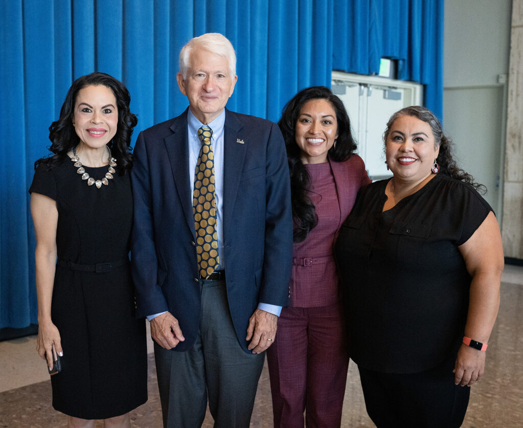 UCLA Chancellor Gene Block poses with faculty, from various universities, at the UCLA HSI (Hispanic-Serving Institution) Visioning Forum.